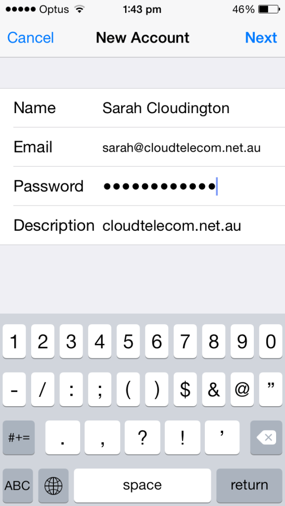 cloud telecom iphone email details