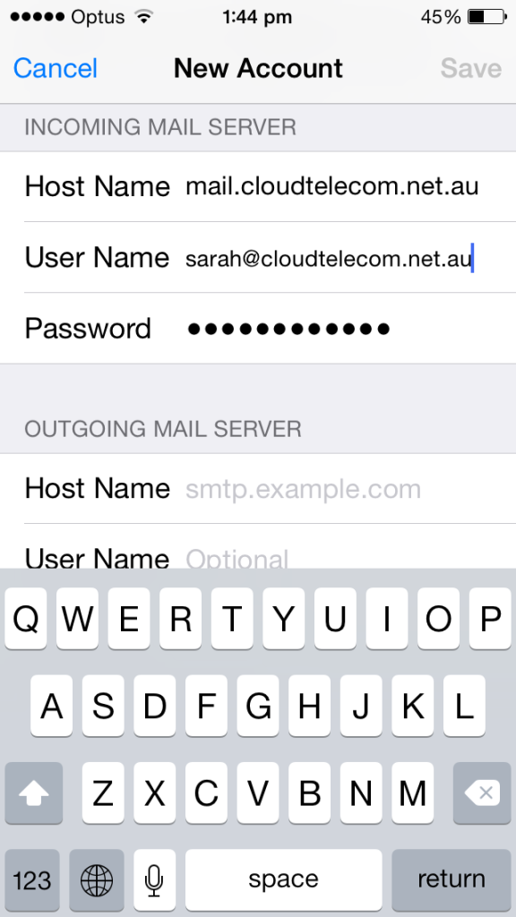 cloud telecom iphone email server